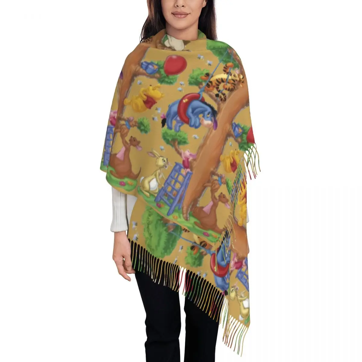 Женские большие шарфы My Friends Tigger Pooh на заказ женские зимние мягкие теплые шаль с