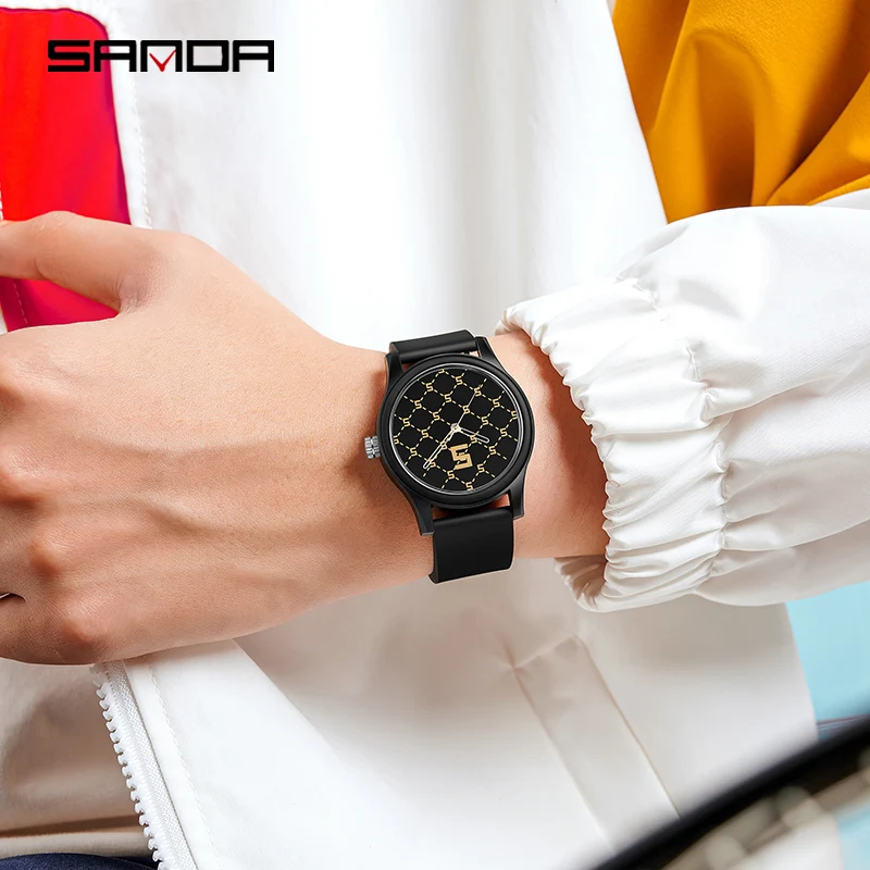SANDA Ladies Watch Trend Creative Quartz Mens Sports Clock Fashion Casual Unisex Quartz Silicone Water proof Watch Reloj Señoras