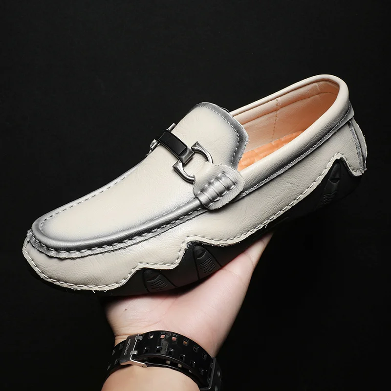 

New high-end genuine leather business men's shoes, fashion casual beanie shoes, soft and comfortable driving shoes, leather shoe