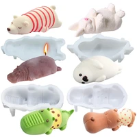 bear rabbit candle silicone mold diy dog crocodile hippo dolphin candle making resin soap mold gifts craft supplies home decor