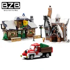 BZB MOC Рождественский зимний пейзаж, ранний олень, Санта-Клаус, креативные строительные блоки, детские игрушки для друзей, лучшие подарки