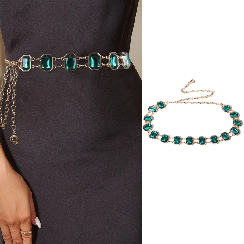 

Bohemian Emerald Body Chain Women Belly Chain Belt Metal Waist Jewelry Ornament