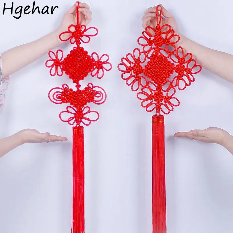 

Tassels Ornaments Festival Hanging Traditional Weaving Peace-Knot Home Jubilant New Year Gift Handmade Design Red Chinese Style