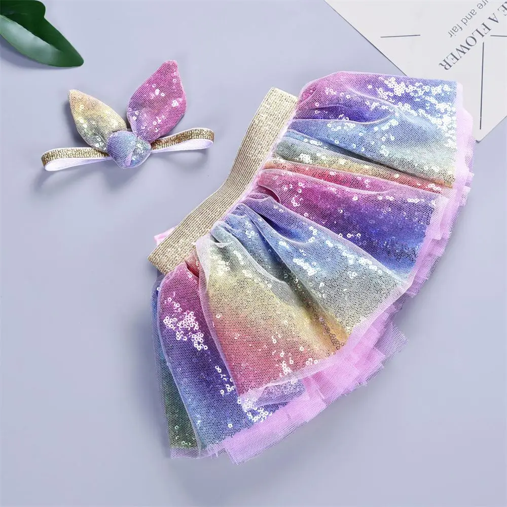 

0-6 Year Mini Dress Princess Dress Kids Gift Tulle Tutu Rainbow Colorful Tutu Skirt Child Girls Sequins