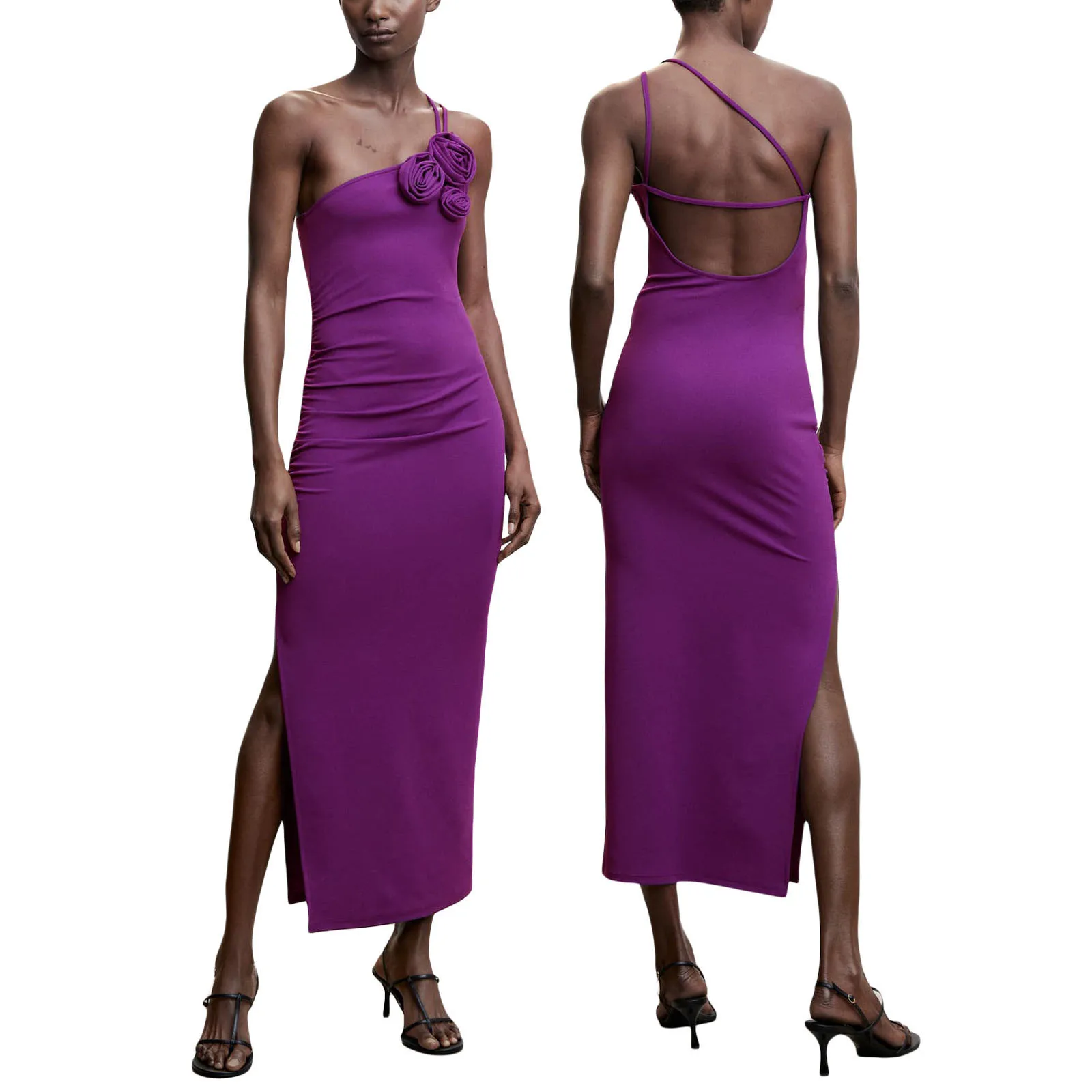 

Women Y2K See Through Sheer Mesh Y2K Slim Long Dress Sleeveless Backless Flower Dress Split Summer Beach Sexy Aesthetic Dresses
