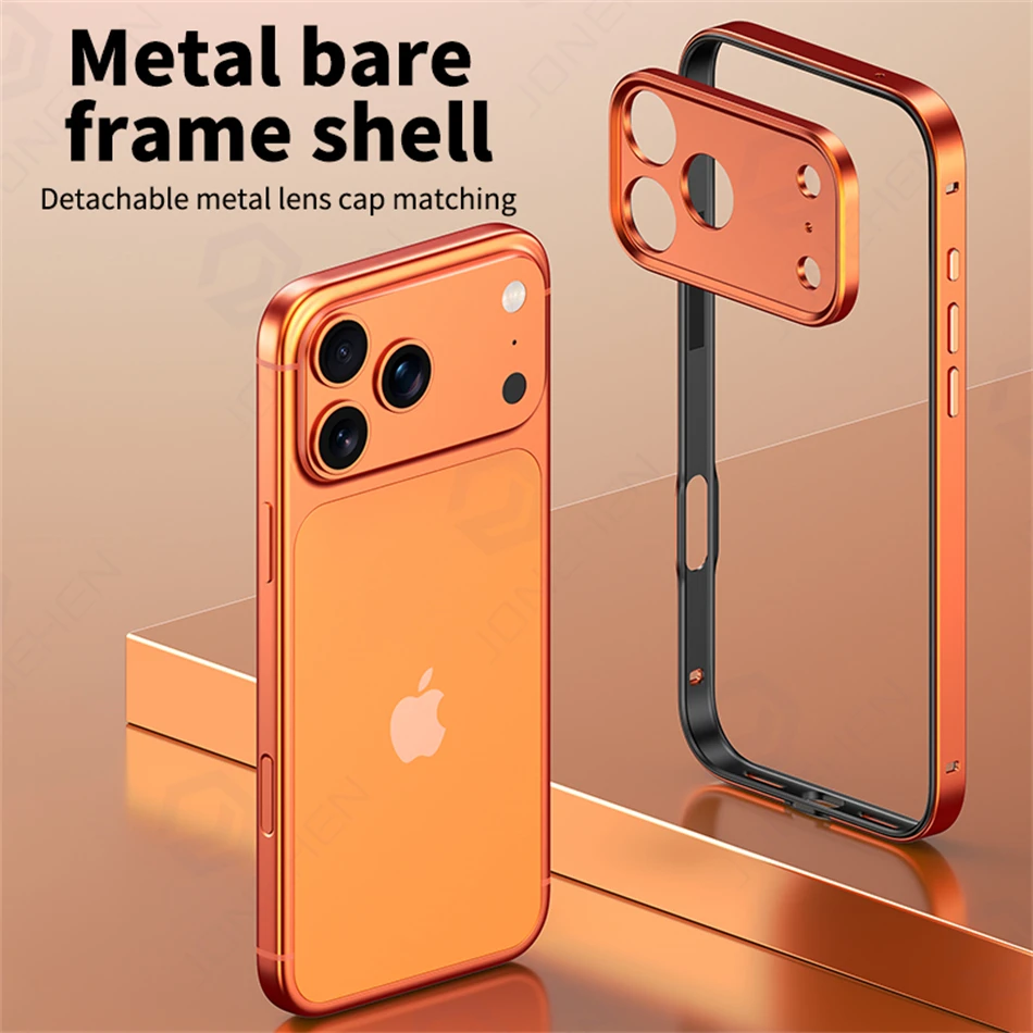 Фото Линза из сплава для iPhone Air 14 Plus 13 12 15 16 17 Pro Max, чехол-бампер, роскошная алюминиевая рамка Hybird Meatl + мягкая силиконовая сторона №5