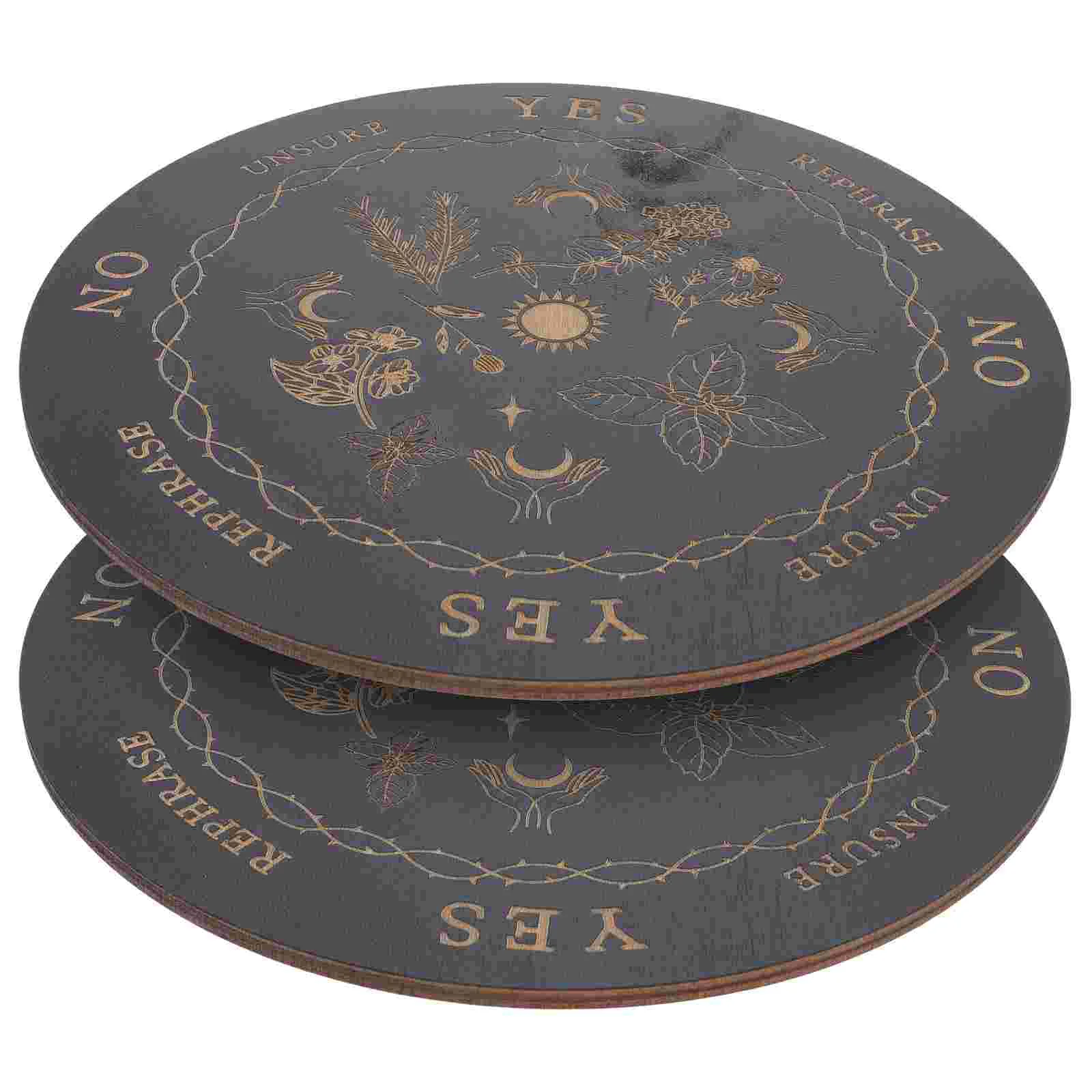 

2 Pcs Wooden Ouija Board Divination Crafts Pendulum Table Top Decor Decorations Prop Centerpiece Supplies
