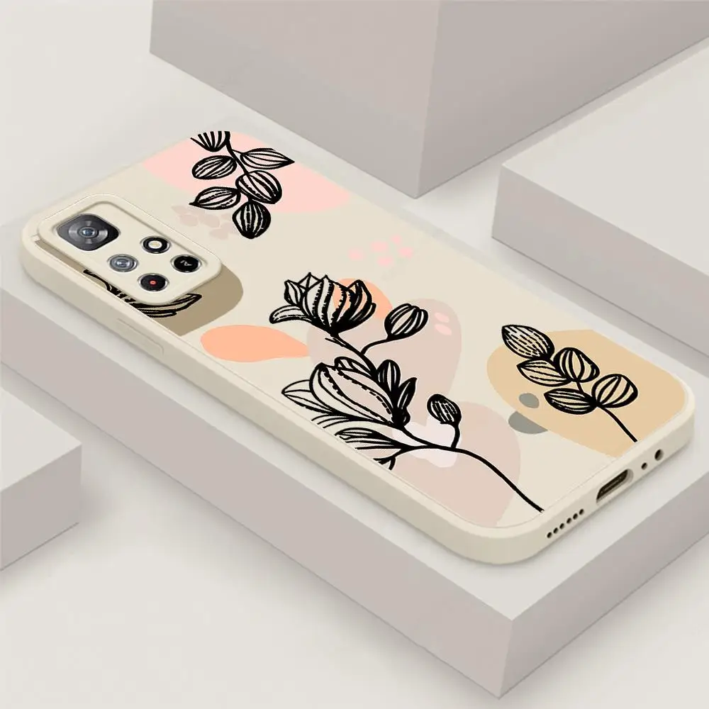 Абстрактные растения, Цветочная флейта для Redmi Note 11 10 9 Pro Max Redmi Note 11E 8 Pro Чехол для телефона 9T 11T 10T 9A 9C, защитный чехол Shockrpoof, чехол