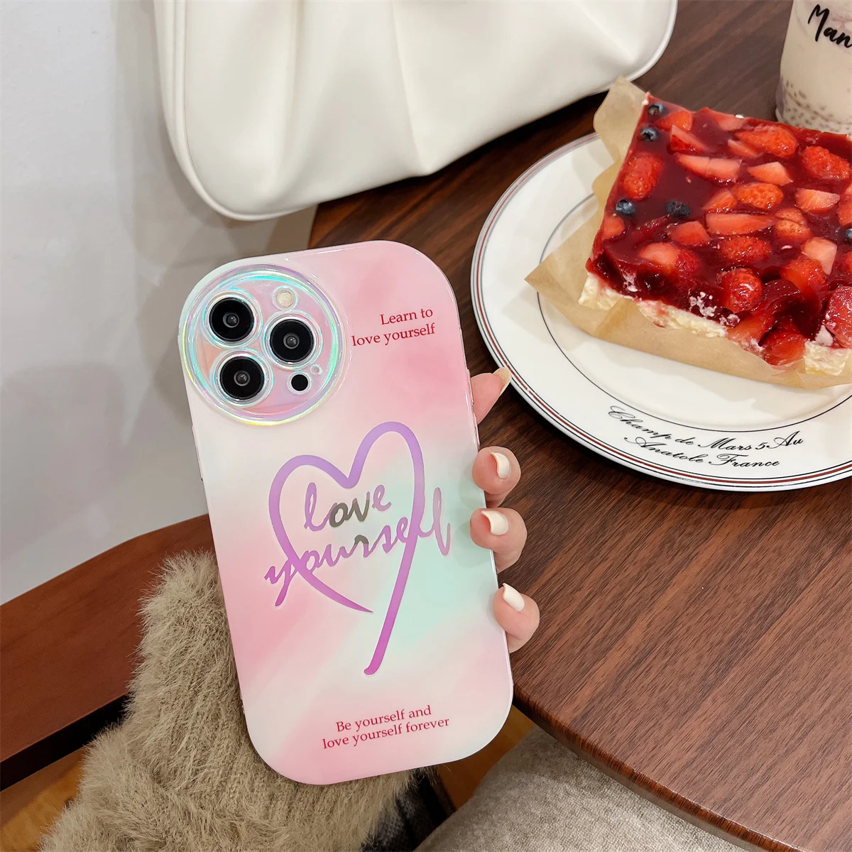 

Sweet Gradient Pink Love Case for IPhone 14 13 12 11 Pro Max Protection Shockproof Anti-Scratch IPhone14 Cover Funda Korea INS