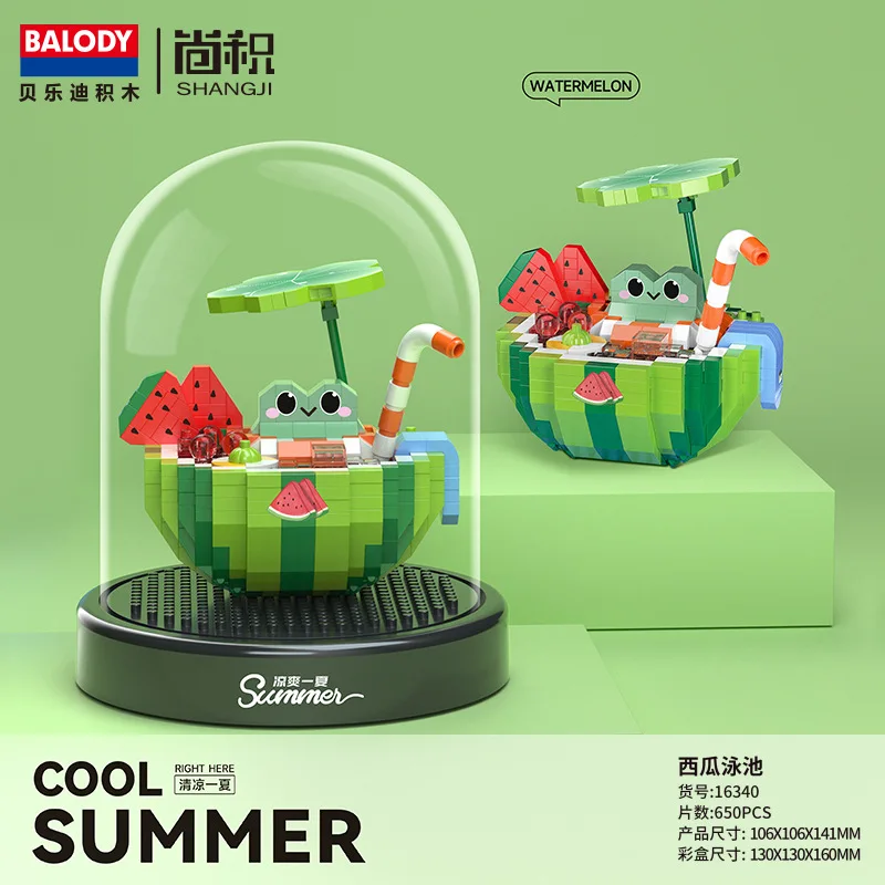 

Balody крутой летний микро-конструктор, Забавный арбуз в сборе, персиковая модель, кокосовый пляж, мини-фигурка-конструктор, игрушка для детей, подарок