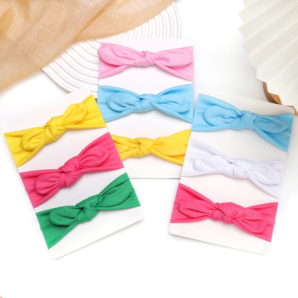

3Pcs Solid Color Soft Nylon Headband for Baby Elastic Headbands Bows Knotted Newborn Girl Headwear Hair Accessories Hairband