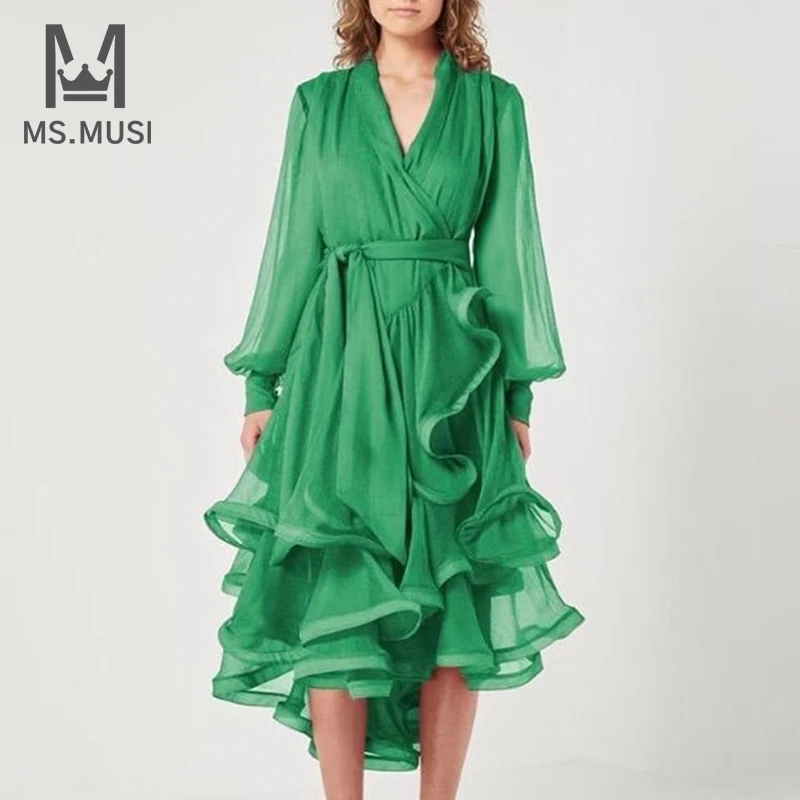 

Новинка 2023, модное женское платье-миди с V-образным вырезом