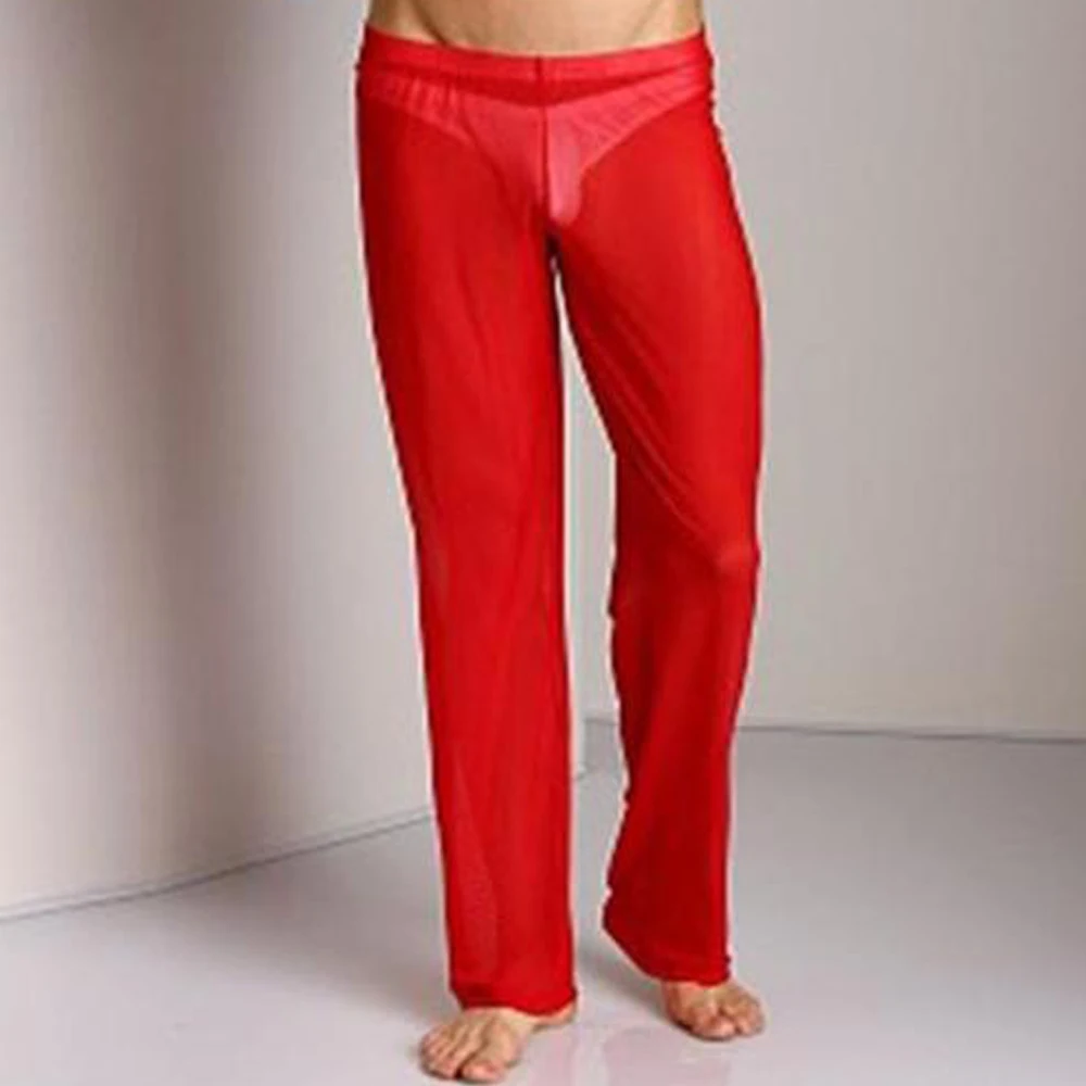

Men Pajama Pants Sheer Mesh Underwear See Through Loose Long Pants Sleepwear Comfort Trousers High Elasticity Seamless Lingerie