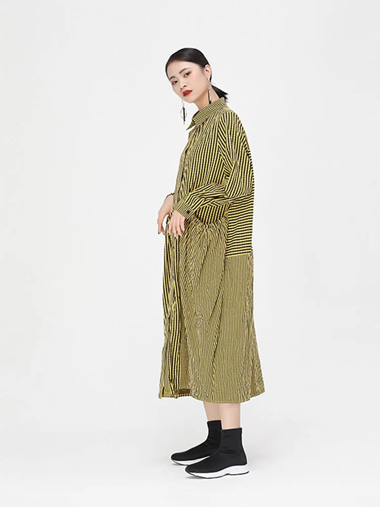 Женское длинное платье в полоску с карманами | Женская одежда