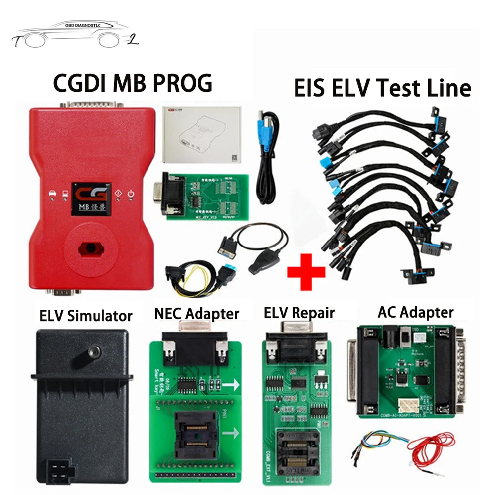 

CGDI Prog MB For Benz Auto Key Programmer Add Fastest Key With ELVC/NEC&Simulator Adapter&AC &EIS ELV Diagnostic Tool For B-enz