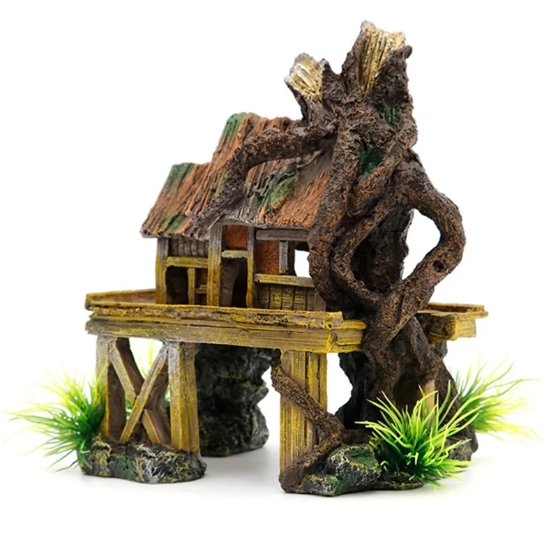 

Aquarium Decoration Accessories Artificial Fish Reptile House Shelter Fish Tank Resin Building Ornaments Decor