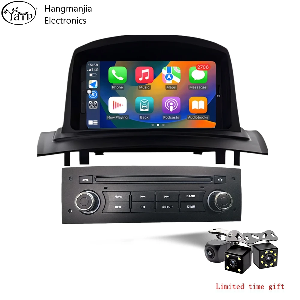 

Автомобильное радио hangmanjia Android13 для Renault Megane 2 2002-2009, мультимедийный видеоплеер, GPS, беспроводной Carplay, авто DSP, стерео DVD