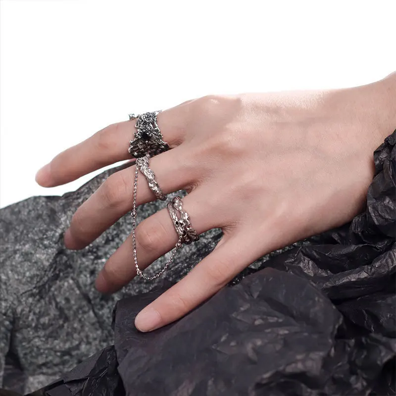 Комплект серебряных колец с бриллиантами в стиле готика из 925 стерлингового серебра для модных натур идеальный подарок на помолвку.