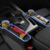 dual usb charging car crevice storage box led seat gap slit pocket catcher seat organizer card phone bottle cups holder