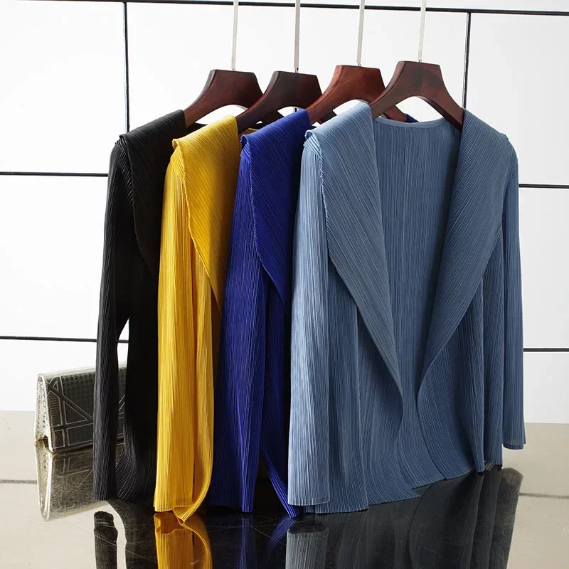 Плиссированный однотонный кардиган Y2k новинка женская футболка со складками