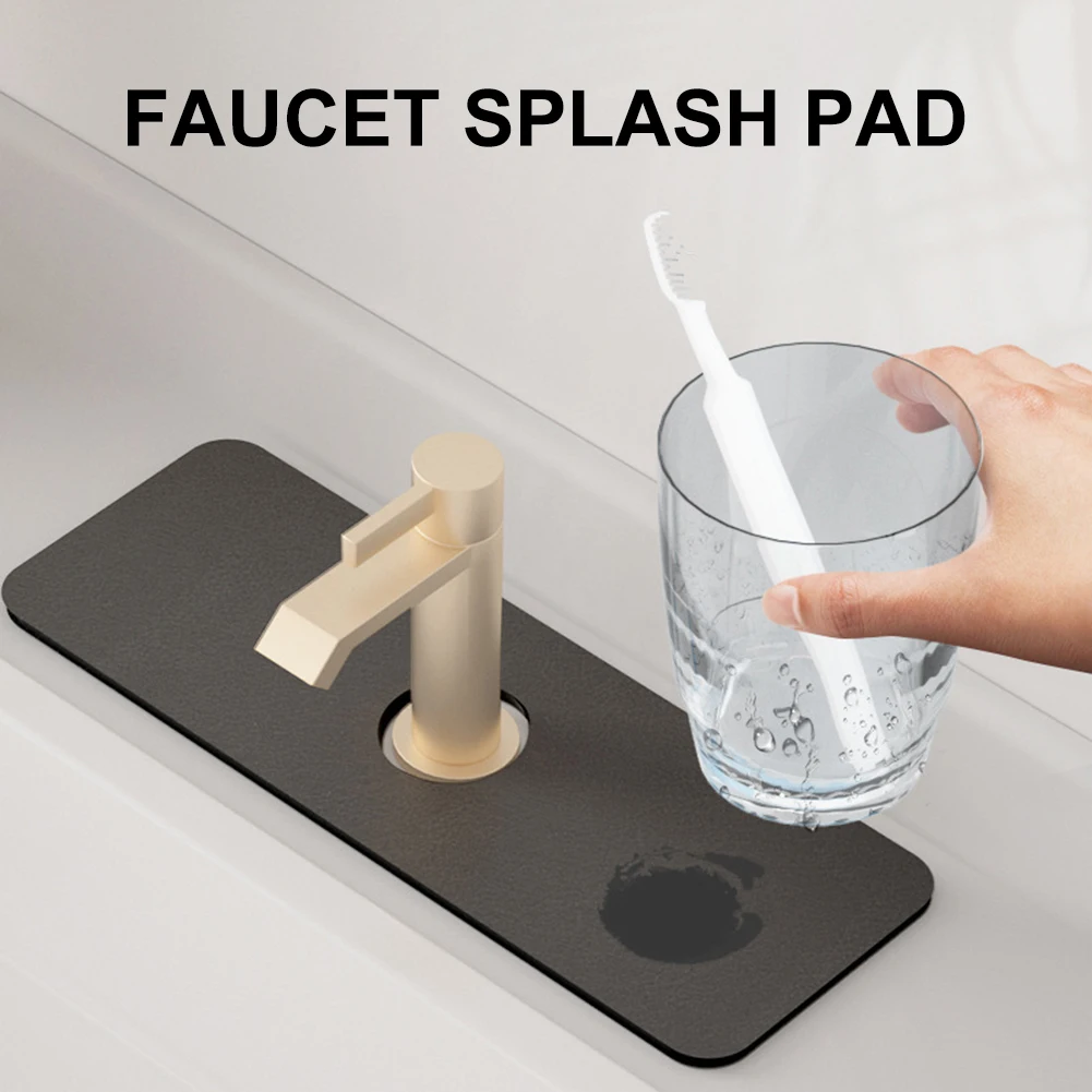 

Kitchen Faucet Absorbent Mat Sink Water Splash Odor Guard Microfiber Countertop Protector Adjustable Grey Mat Household Accessor