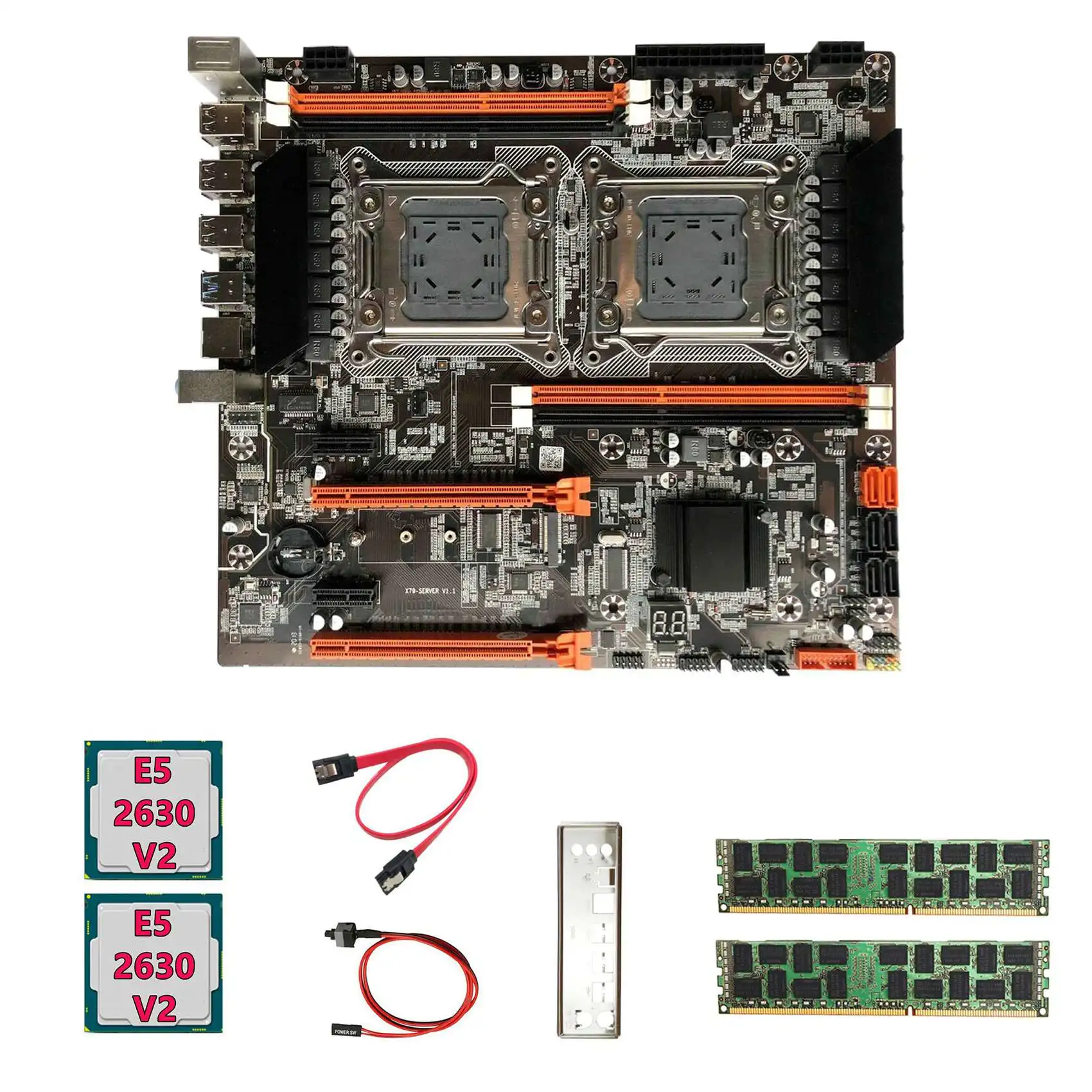 Материнская плата X79 + процессор 2XE5 2630 V2 + 2X4 ГБ оперативной памяти DDR3 1600 МГц