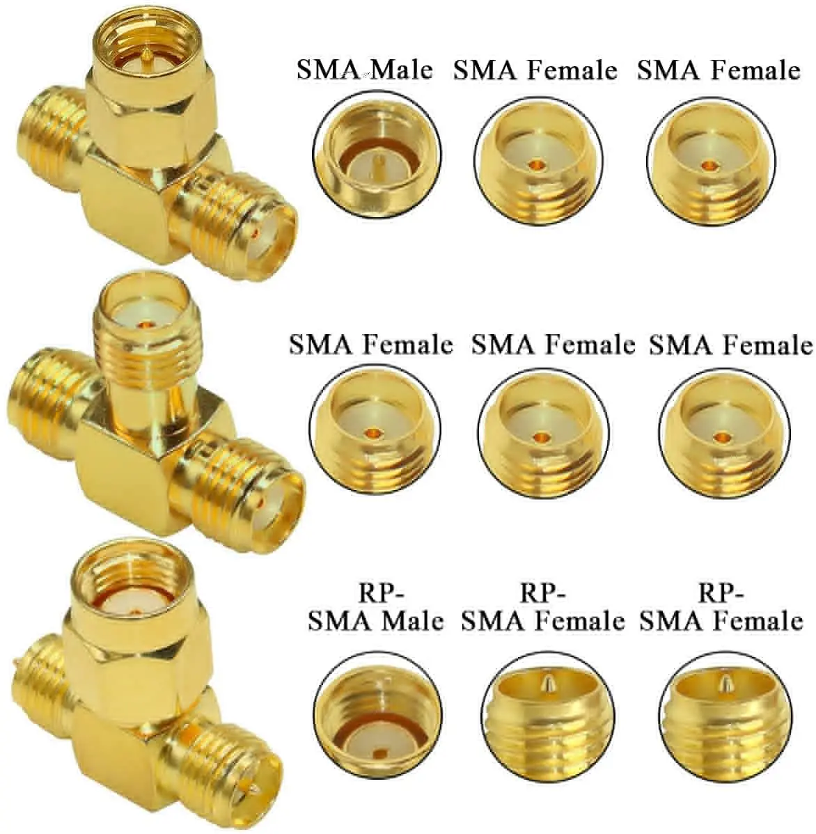3Type/lot 2pcs/lot SMA Splitter Connector SMA/RP-SMA Male to Dual SMA/RP-SMA Female Triple Tee Adapter SMA Connector 3 Way images - 6