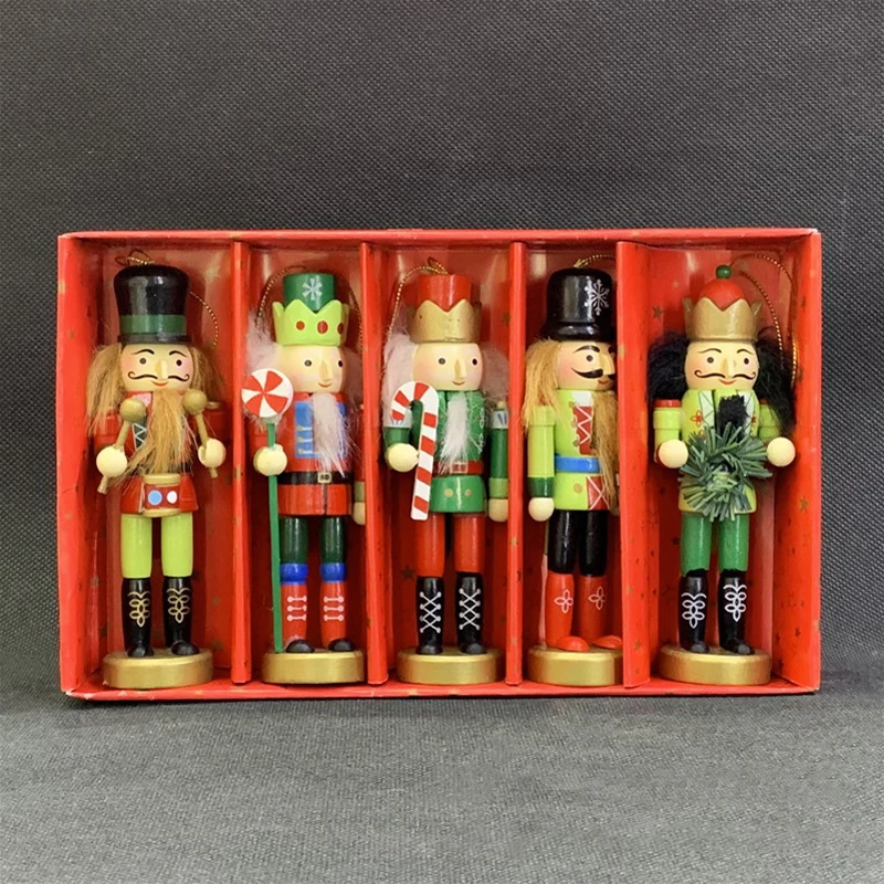 

1/5PC 12CM Cartoon Walnut Soldier Band Doll Nutcracker Puppet Christmas Ornament Desktop Decoration Nutcracker Miniatures Gift