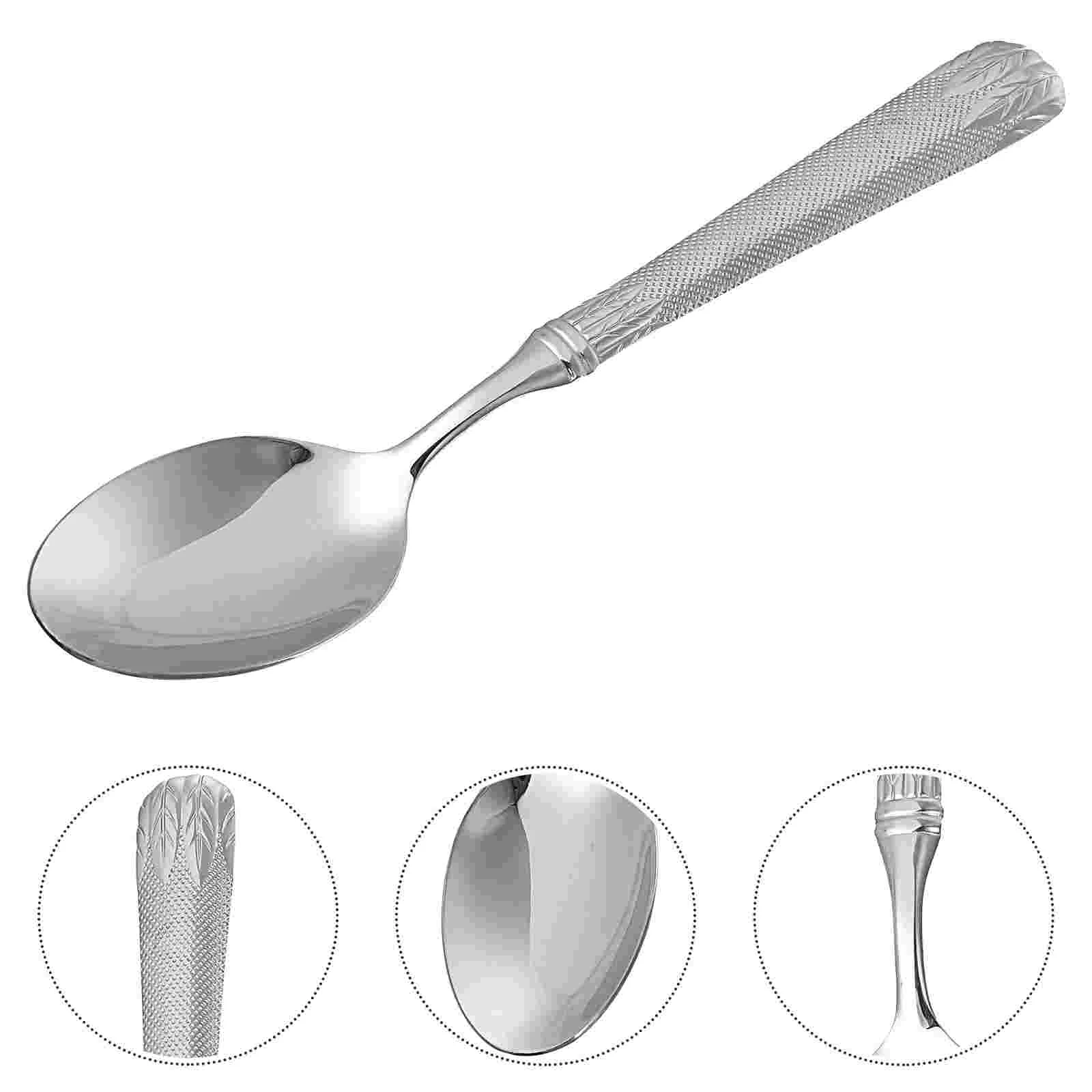 

Vintage Soup Spoon Tableware: 4pcs Teaspoon Metal Embossment Fruit Dessert Spoons for Kitchen Dining
