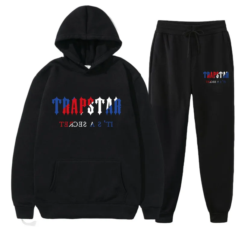 

Uyuk Winter TRAPSTAR Hoodie Sets Men Tracksuit Casual Hoodies Sweatshirt+Sweatpants 2 Piece Set Male Pullover Streetwear Clothes