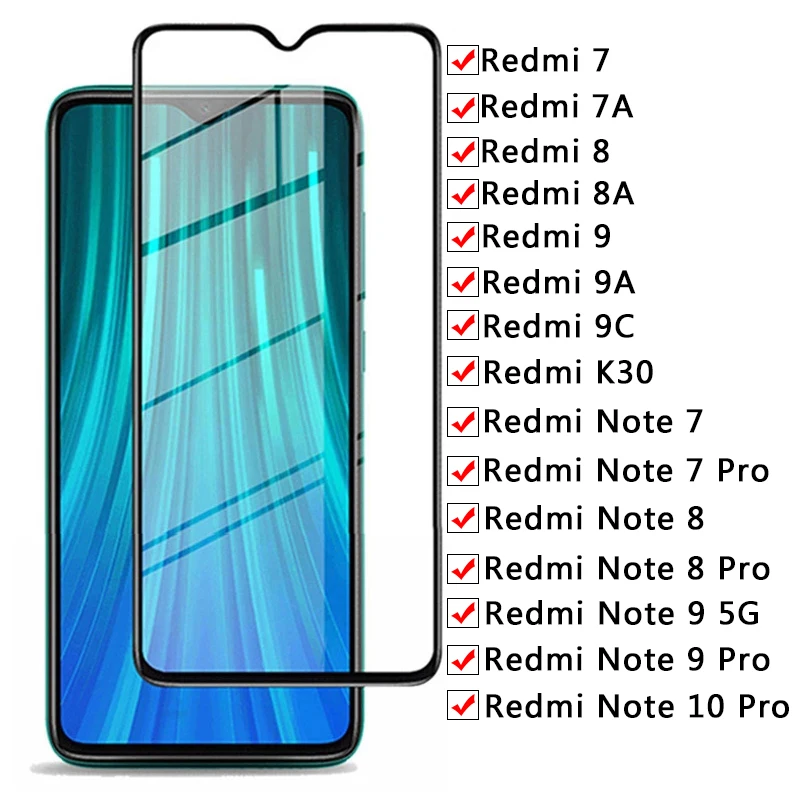 

Защитное стекло для Xiaomi Redmi 7 7A 8 8A 9 9A 9C K30, закаленное стекло для Note 7, 8, 8T, 9, 9S, 10 Pro, защита экрана, 1-5 шт.