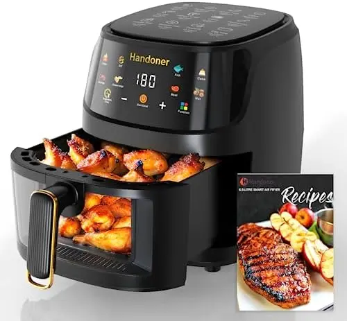 

Безмасляная фритюрница Max XL, умная духовка, 6,5 шт., для здорового приготовления пищи, 8 в 1, видимое окно для приготовления пищи, самодельная безмасляная фритюрница