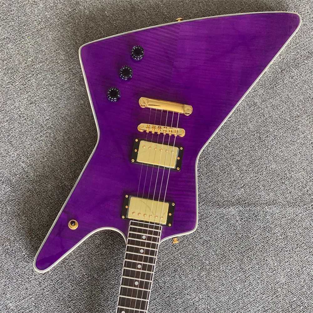 

Rare Heavy Metallic James Hetfield MX-220 Signature Purple Explorer Electric Guitar EET FUK Fingerboard Inlay, Copy EMG Pickups