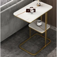 light luxury bedroom furniture high quality slate bedside table wrought iron bracket side table wear resistant table coffee