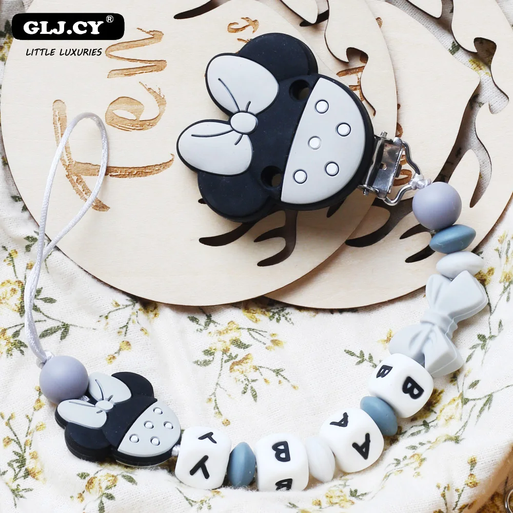 Зажим для соски персонализированное название ручная работа силиконовая Детская