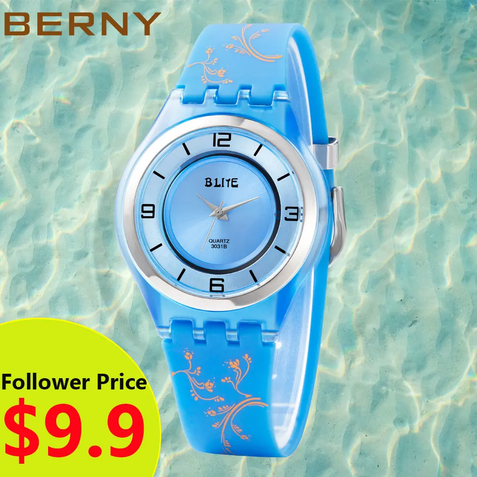 

Berny Quartz Wristwatch Women's Watch Blue Fashion Lightweight Clock Waterproof with Miyota 2035 Movement Stainless Steel Case