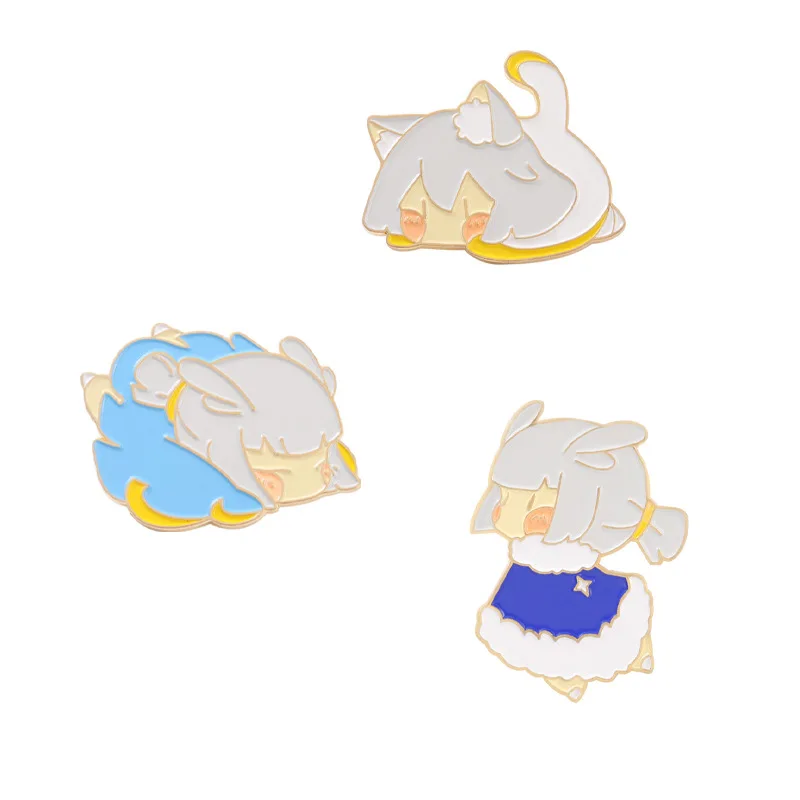 

3 шт., креативная брошь в виде кота с серебряным хвостом