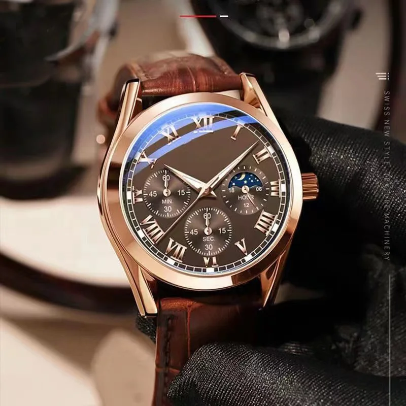 

High Quality Men's Leisure Belt Quartz Watch Luminous Waterproof Commercial Waterproof Clock Golden Dragon Chinese Style