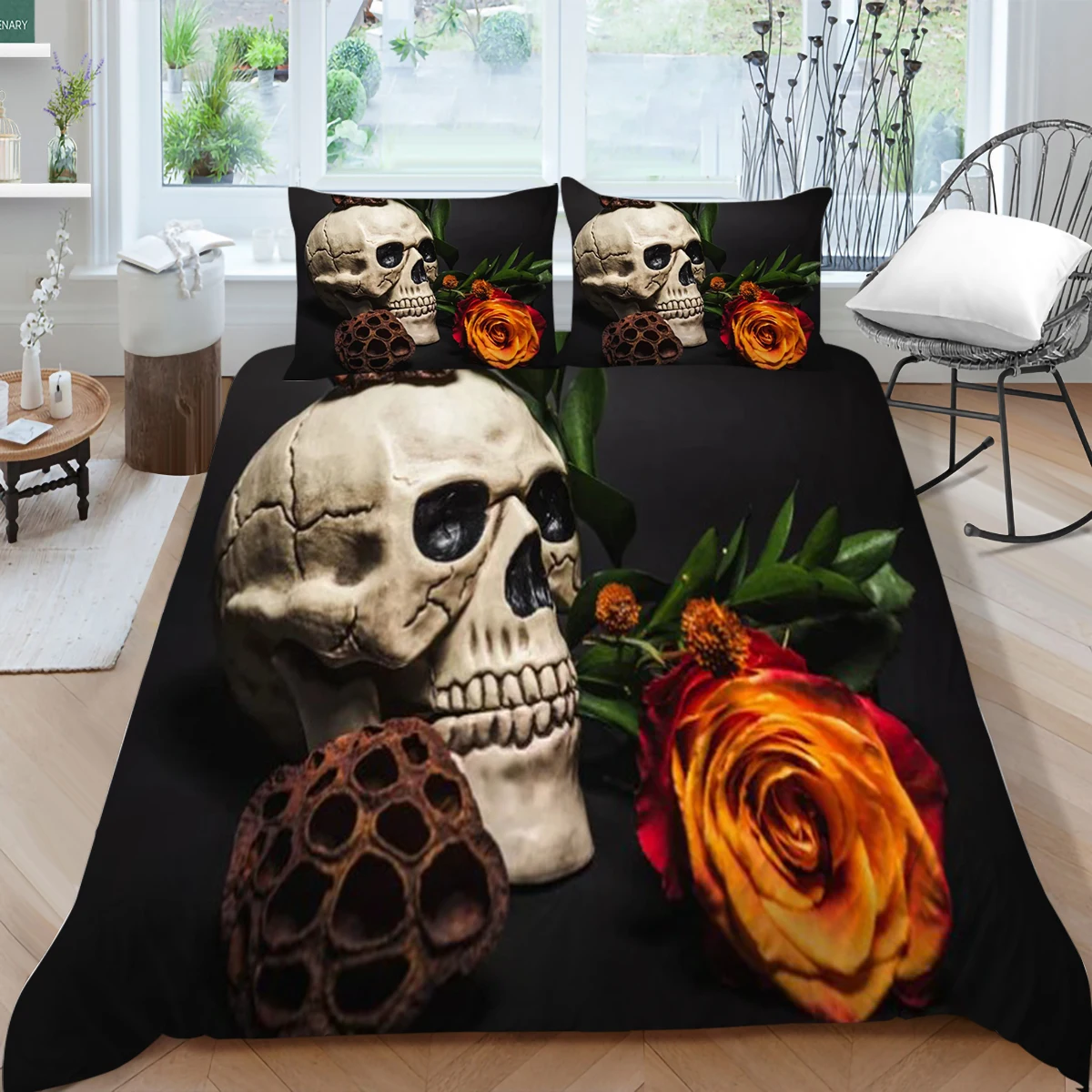 

Wholesale European Pattern Hot Sale Soft Bedding Set 3d Digital Skull Printing 2/3pcs Duvet Cover Set ES/DE/EU/AU/US Size