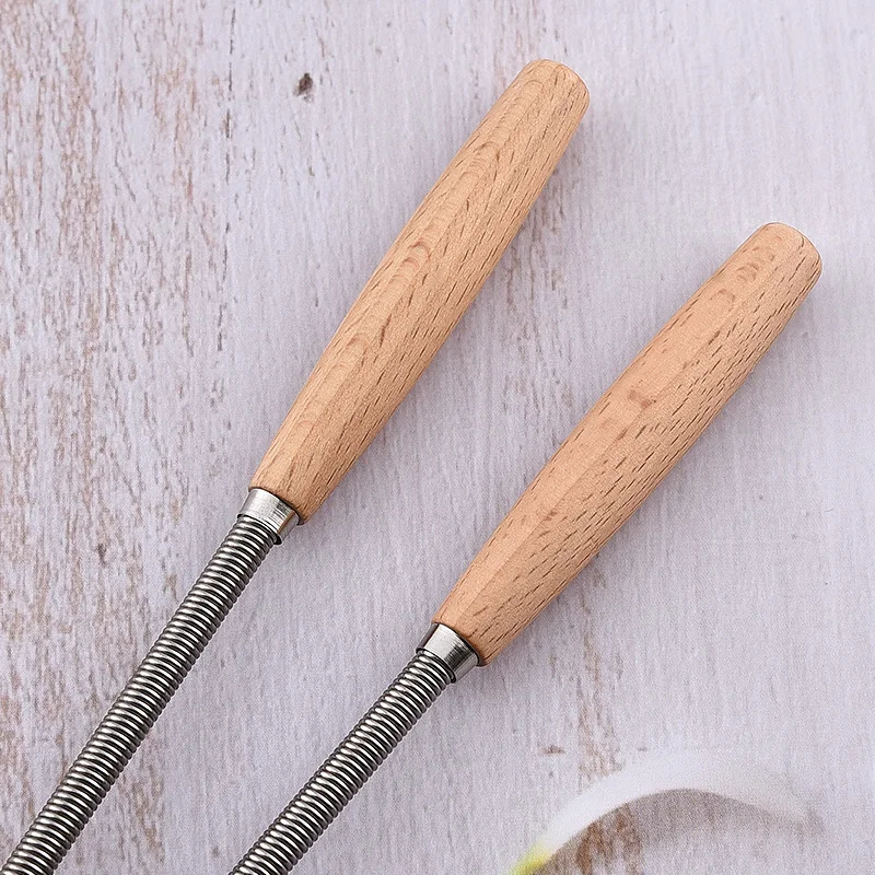 New Wooden Handle Stainless Steel Egg Beater Light Luxury Style Japanese Manual Baking Dessert Mixer Kitchen Tools