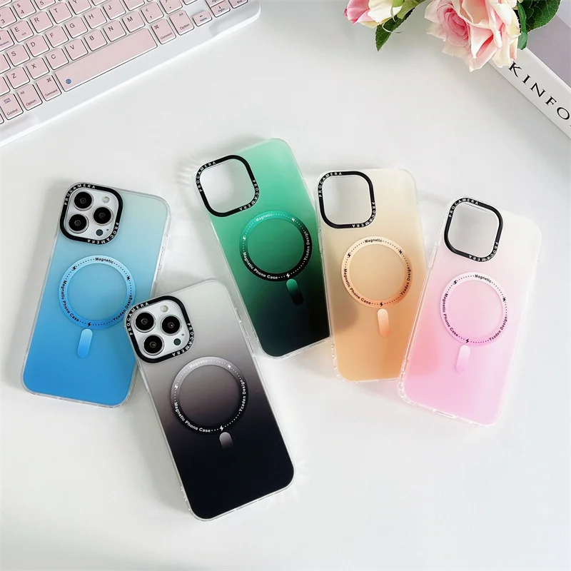

Luxury Gradient Magnetic Wireless Charging Case For iPhone 13 12 Mini 11 Pro Max Shockproof Protection Cover
