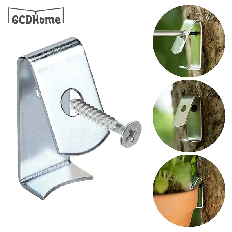 

12pcs Wall Mount Flower Pot Holder Clip With Screw Plant Pot Hanging Hooks Clay Pot Hangers For Home Fences Patio Garden Balcony