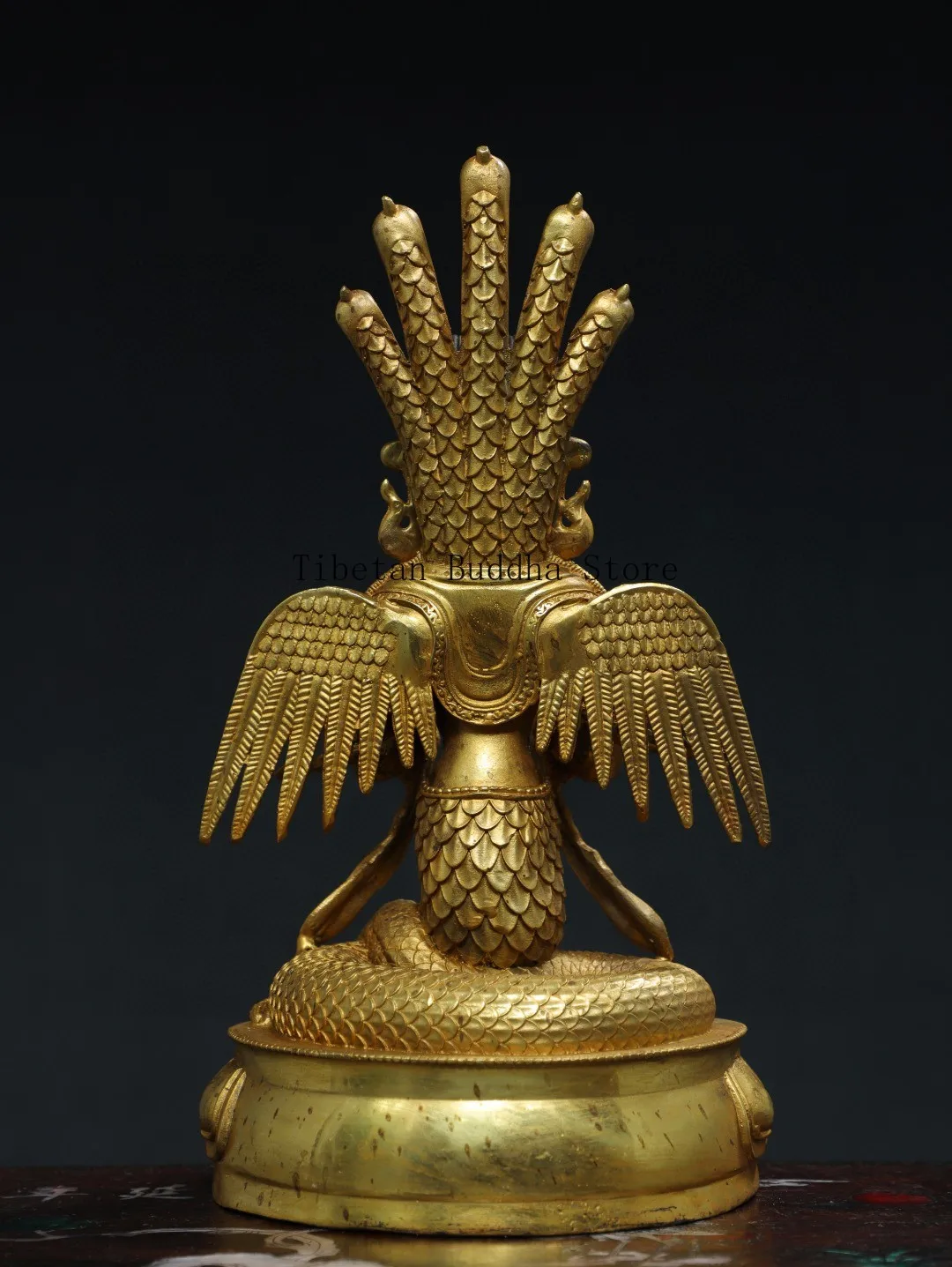 Тибетский Старый Бронзовый Будда Медь Позолоченный Дракон Дерево Бодхисаттва