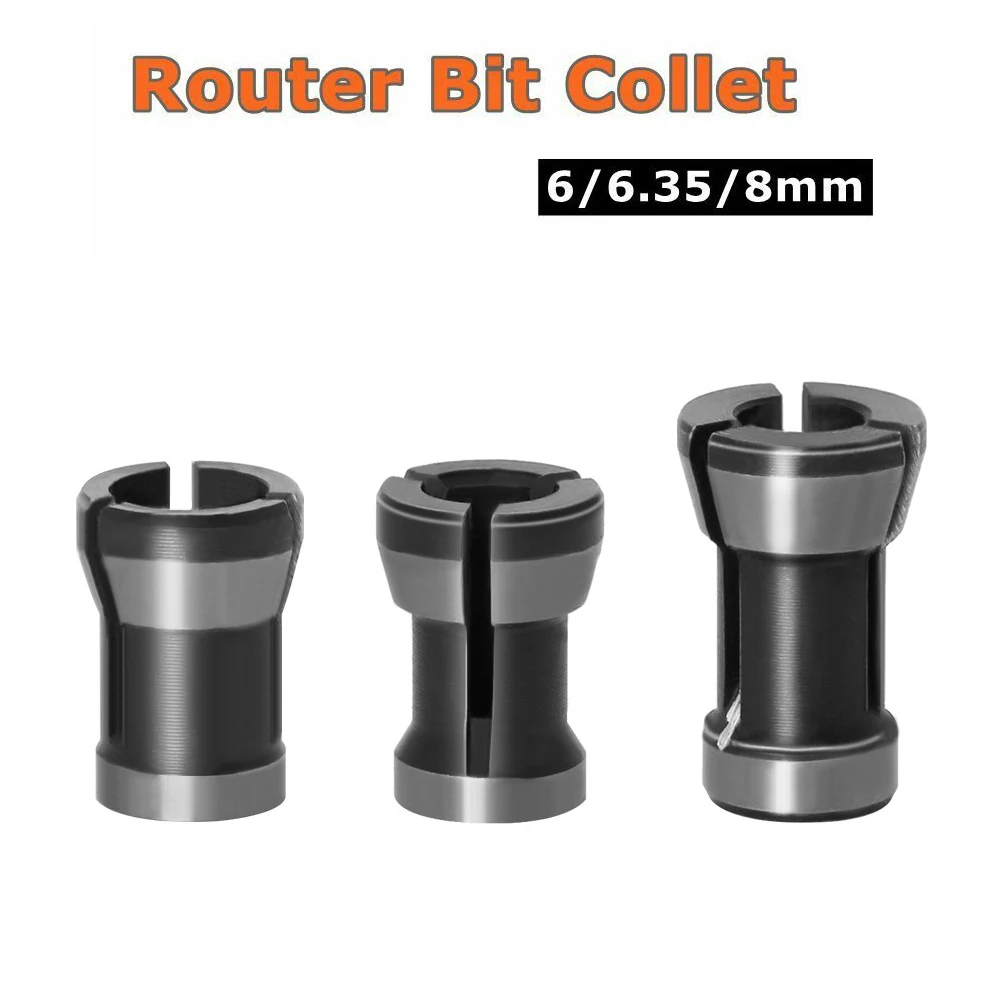 

Router Bit Collet Chuck 3pcs 6mm6.35mm8mm Milling Cutter Extension Collet Chuck Rod Trim Molding Machine For Woodworking