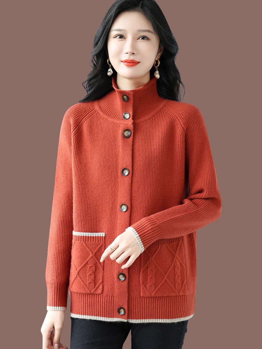 Lapel Fleece Knit cardigan Women Spring and Autumn Outdoor 2024 New Autumn clothes Sweater Outerwear Loose Shawl Cashmere Swe...