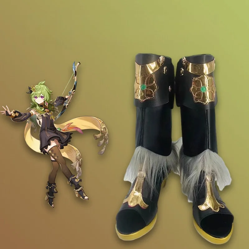 Обувь Collei для косплея GenshinImpact ботинки до середины икры женские из искусственной