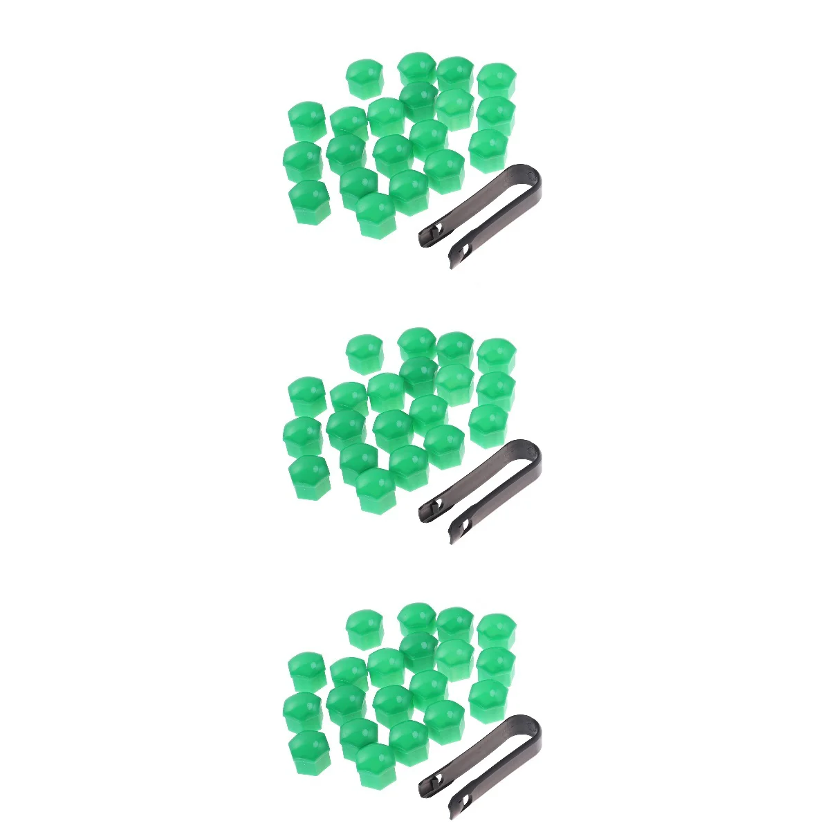 

3pcs 21 in 1 Hexagonal Wheel Lug Nut Covers Bolts Covers Screw Protect Caps 17mm with Clips (Green)