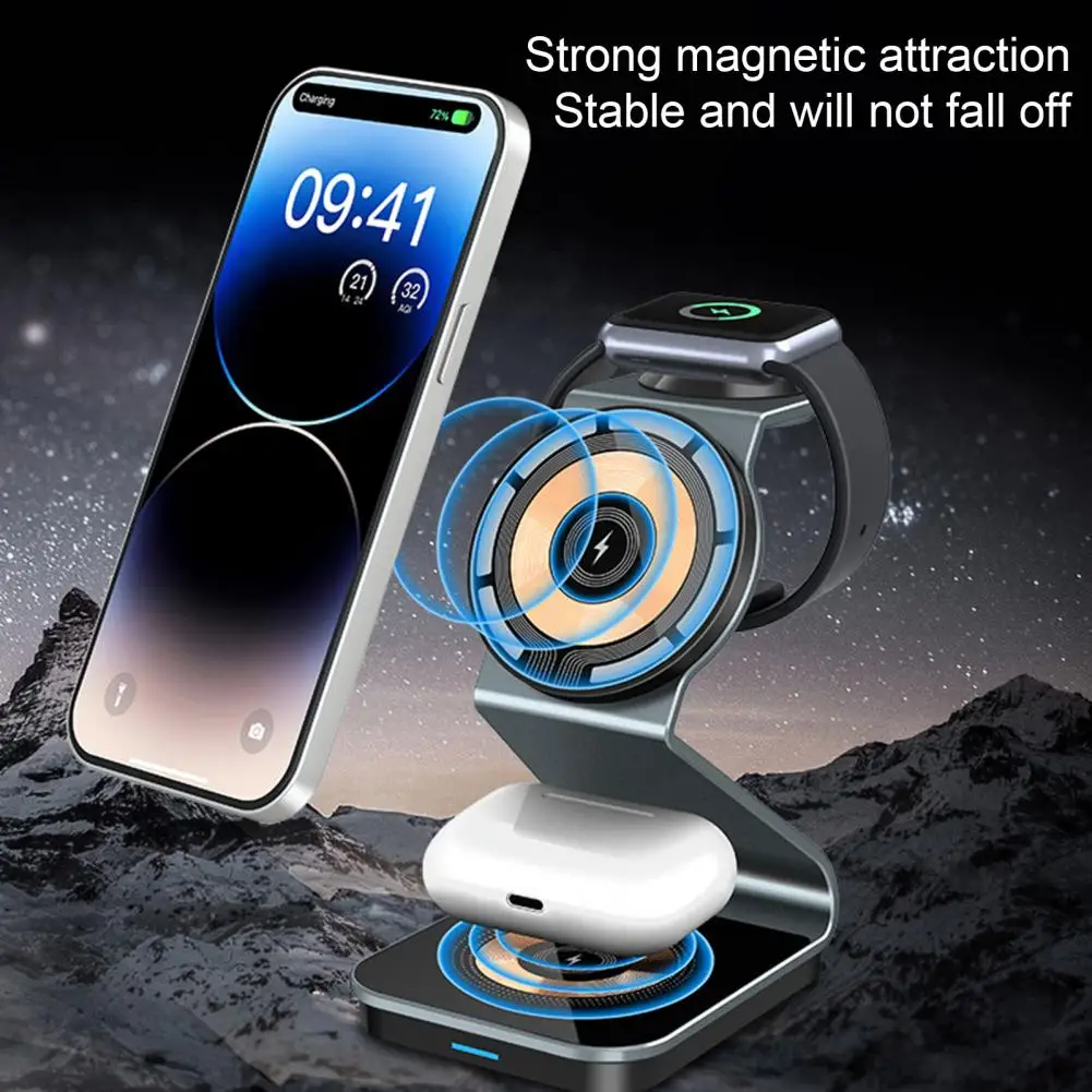 Wireless Charger Compact Wireless Charger Compact Size Magnetic Wireless Charger Fast Charging Station for Phone Watch Earphones