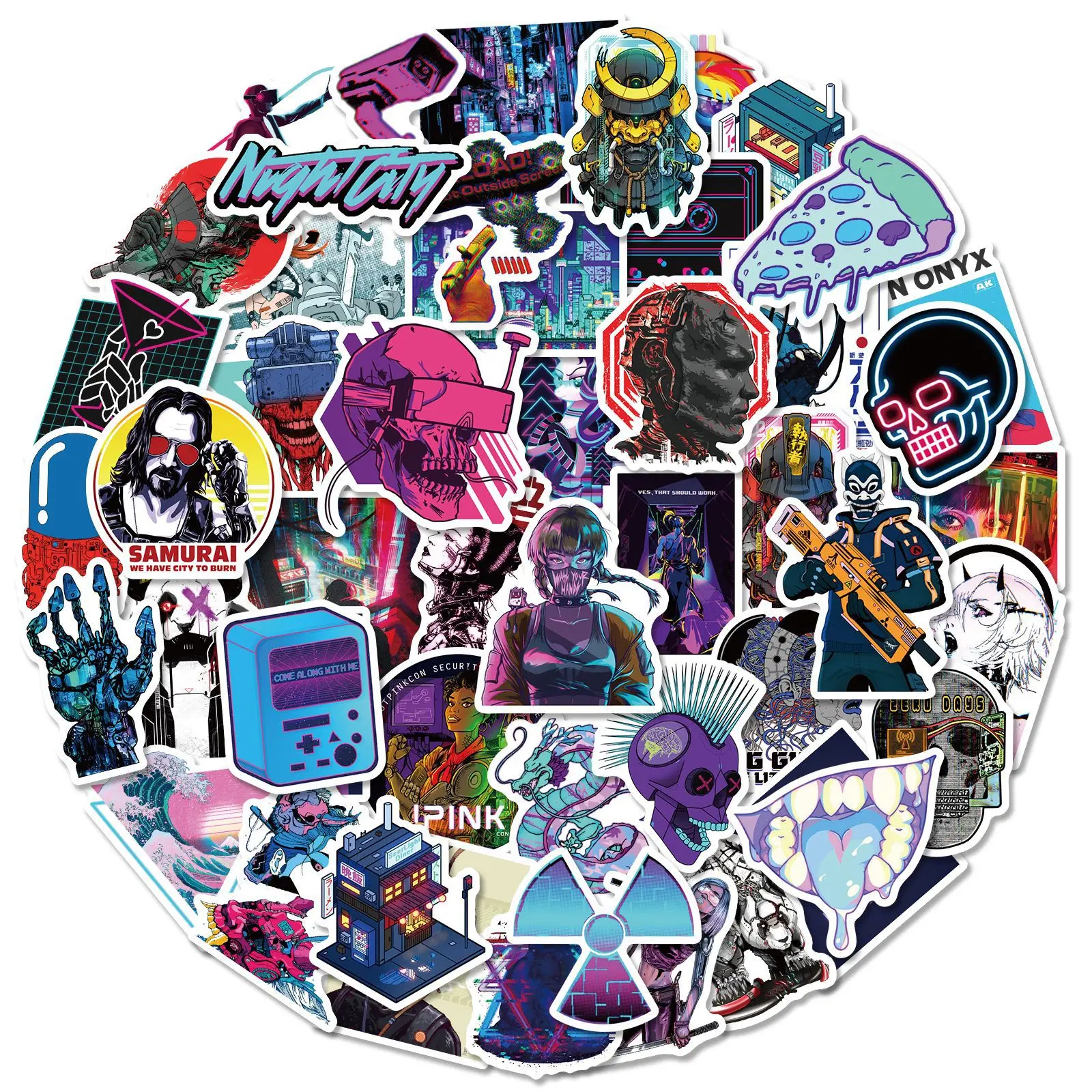 

10/30/50pcs Cyber Style Stickers Punk Harajuku Style Technology Acid Design Poster Stickers Computer Ipad Mobile Phone Stickers