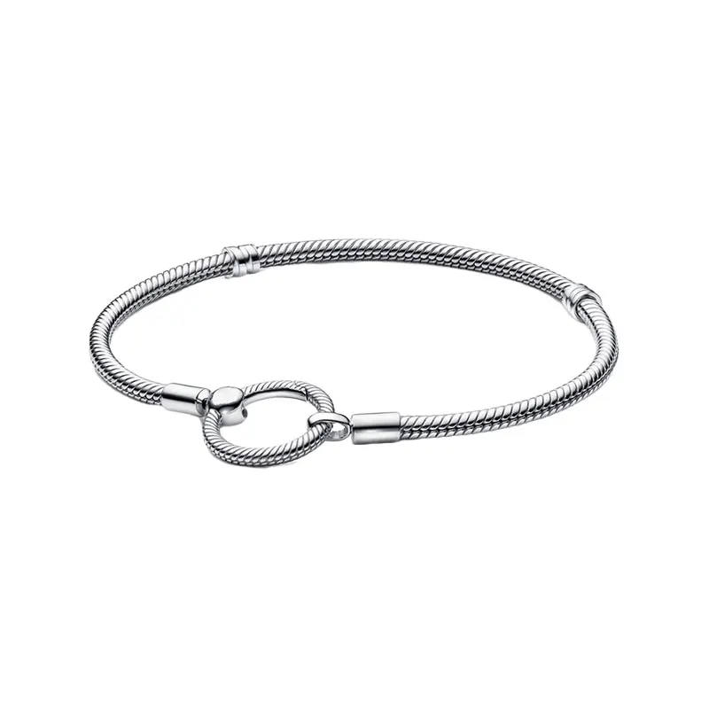 

925 Sterling Silver Original Wrist Charm Bracelets For Women Fine Jewelry Iconic Snake Chain Spin O Closure Signature Ball Clasp